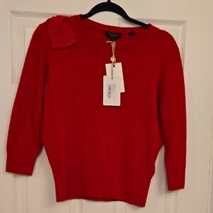 Ted Baker London Vibrant Red Sweater with Bow Accent